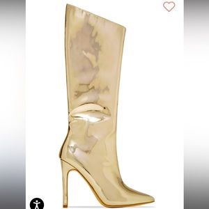 Miss Lola- Gold metallic, under knee high- heel boot